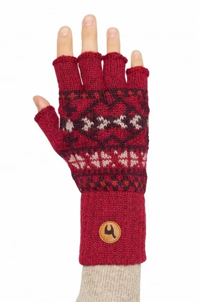 Alpaka Fingerlose Handschuhe PUKA aus 100% Baby Alpaka